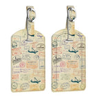 2 Pack Luggage Tags Leather Name ID Labels with Privacy Cover (Postmark)