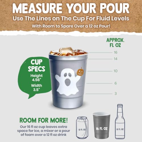 16 oz. Reusable Party Cups (Halloween Gray / 12 Count)