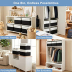 Large 17" 42 Quarts Collapsible Stackable Storage Bins with Lids [3 (Black & White / Large - 3 Pack)