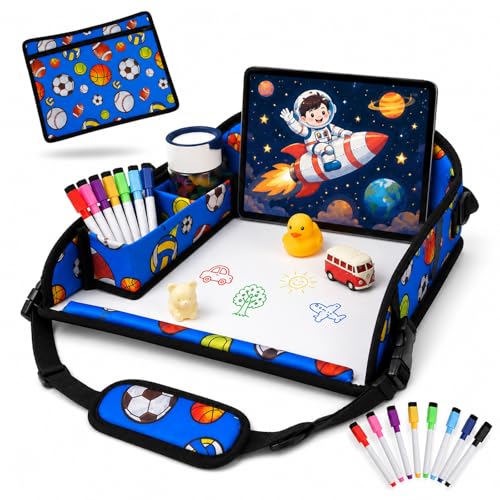 Kids Travel Tray for Car Seat (Sports Balls)