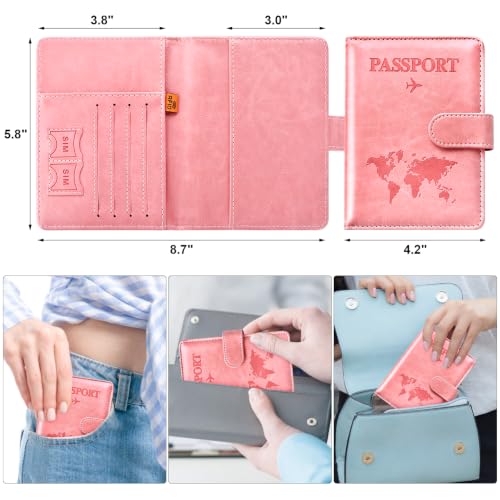 Passport Holder for Travel Essentials (Bright Pink / Magnetic Clasp)