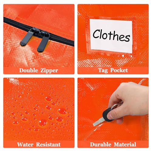 4 Pcs 24 Gallon Extra Large Moving Bags Heavy Duty Storage Bag (24 Gallon / Orange)
