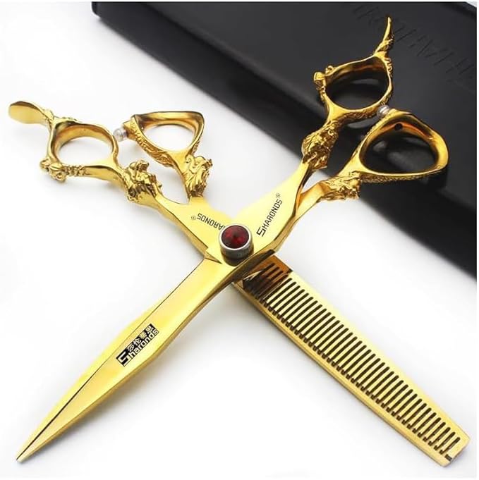 5.5/6 /7 Inch Purple Dragon Knight Professional Japanese Hair Scissors Barber Scissors Set (7 inch 2pc-D)