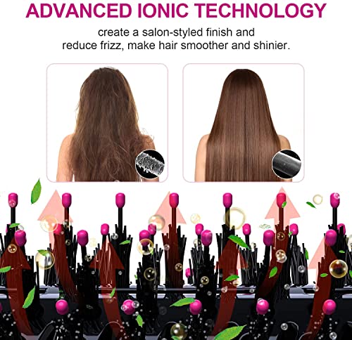 Dual Voltage Hair Dryer Brush for European Travel (Black Red)