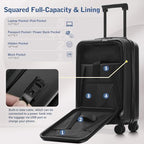 Luggage Sets 5 Piece Front Open (3-piece Set(20/24/28) / Black-1(20 top-open))