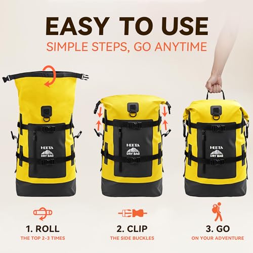 Dry Bags Waterproof Backpack 40L for Men & Women (Yellow / 40L)