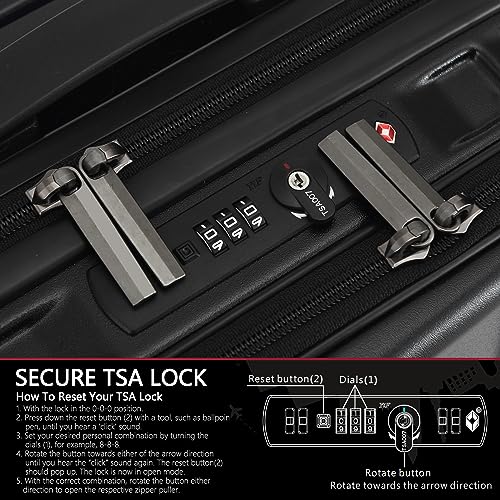 16" Carry on Luggage with 2 Laptop Compartments Airline Approved (Black / 16 Inch)