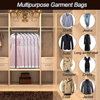 Garment Bags for Hanging Clothes 24"X48"Suit Bags for Closet Storage Plastic Waterproof Suit Cover Bags with Zipper for Suit (Black / 24''X48'')