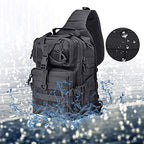 Tactical Sling Bag Pack Military Assault Rucksack Shoulder Bag Backpack Chest Pack Handbag Waterproof for Travel Hiking Camping Trekking Exploring Fishing Hunting (Black Cp)