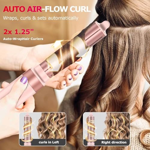 5-in-1 Hot Air Styler Wrap for Fast Drying and Auto-Wrap Curling (Pastel Pink)