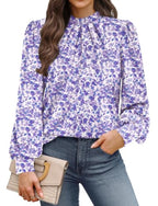 Long Sleeve Shirts for Women Fall Outfits for Women 2026 Business Casual Tops Blouses Dressy Casual Early Fall Fashion Clothing School Outfits for Teachers Work Clothes Trendy (06 - Light Purple Floral / Small)