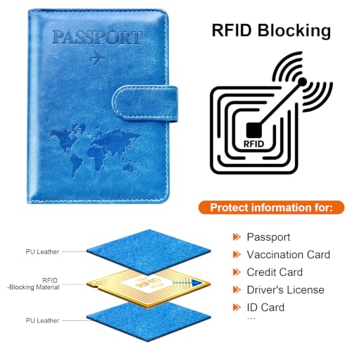 Passport Holder for Travel Essentials (blue / Magnetic Clasp)