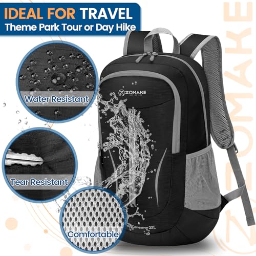 Lightweight Packable Backpack 25L (25L / Black B)