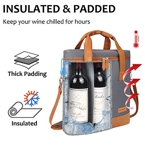 3 Bottle Wine Cooler Bag Carrier for Travel (Grey 2)