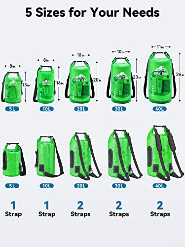 Dry Bag Waterproof Backpack with Phone Case (Green / 30L)