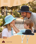 Men's Sun Hat UPF 50+ Wide Brim UV Protective Safari Outback Bucket Hat Fishing Hat Black (One Size / Black)