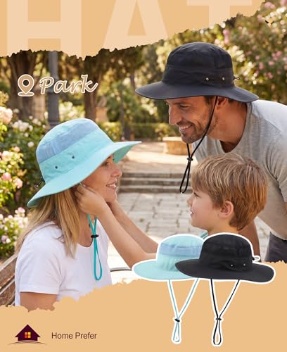 Men's Sun Hat UPF 50+ Wide Brim UV Protective Safari Outback Bucket Hat Fishing Hat Black (One Size / Black)