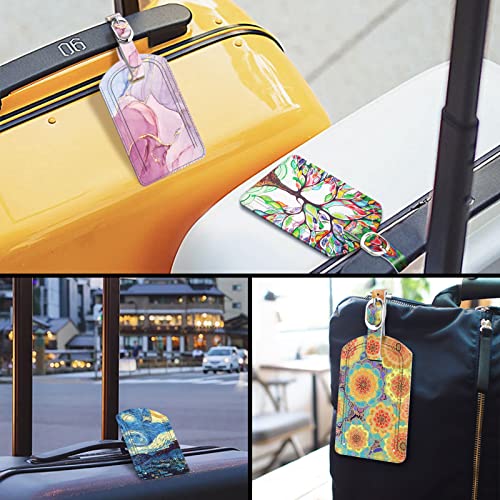 2 Pack Luggage Tags Leather Name ID Labels with Privacy Cover (Glittering Marble)