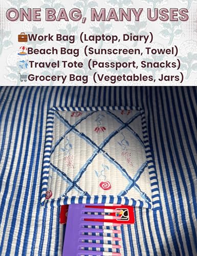 100% Cotton Quilted Tote Bag For Women (Icewind Botton Red Print)