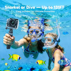 EK7000 4K30FPS 20MP WiFi Action Camera with 64GB MicroSD Memory Card Bundle EIS Ultra HD 131FT Waterproof Underwater Camera Remote Control 4X Zoom Support External Microphone Black (Deep Black)