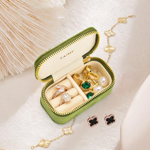 Small Travel Jewelry Case (Mini-Avocado Green / Small Rectangle)