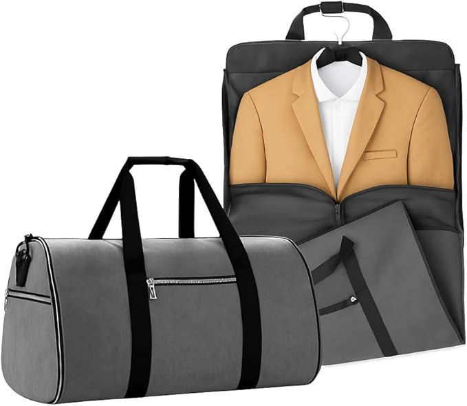 Convertible Garment Bag for Travel – 2 in 1 Carry On Duffel Suit Bag by Record-Happy