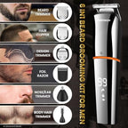 6-in-1 Men's Grooming Kit, Cordless Beard Trimmer, Hair, Nose & Ear (Silver)