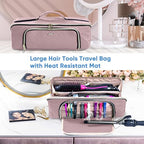Large Hair Tools Travel Bag with Iron Mat (Style A - Large / Pink)