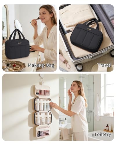 Hanging Travel Toiletry Bag for Women (Z-Black / Medium)