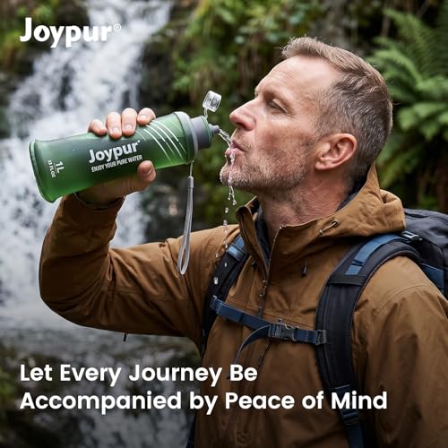 Collapsible Water Filter Bottle with 0.01 Micron Filtration (Green / 32 Ounces)