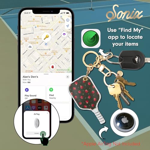 Keychain Case Compatible with Apple AirTags (Pickleball Raspberry)