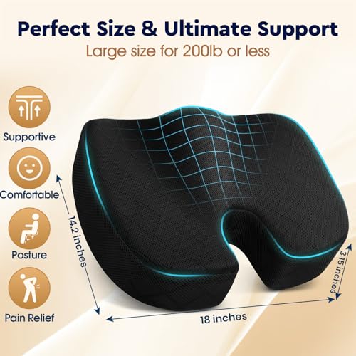 Seat Cushion Memory Foam Office Chair Cushion (Large / Black)