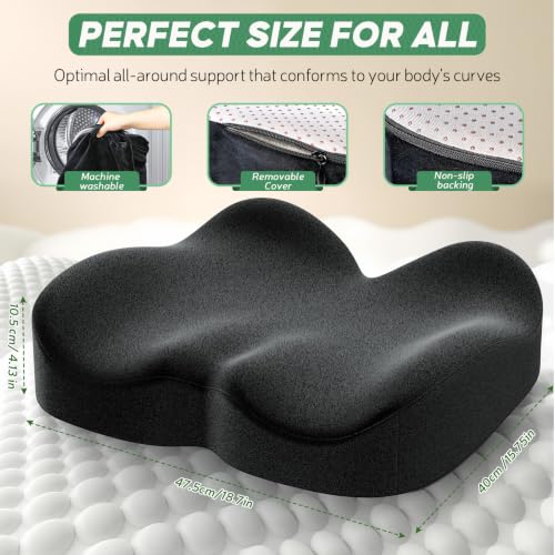 Memory Foam Seat Cushion (Black / 15.75×18.50×1.97 / 4.13 inch)