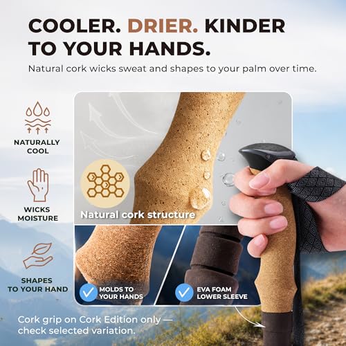 Trek Z Hiking Trekking Poles (Cork Black / 100–120 cm (for Height: 4’11” to 5’10”))