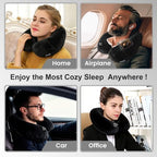Inflatable Travel Neck & Shoulder Pillow for Airplanes & Long Trips (Corporate Black / Medium)