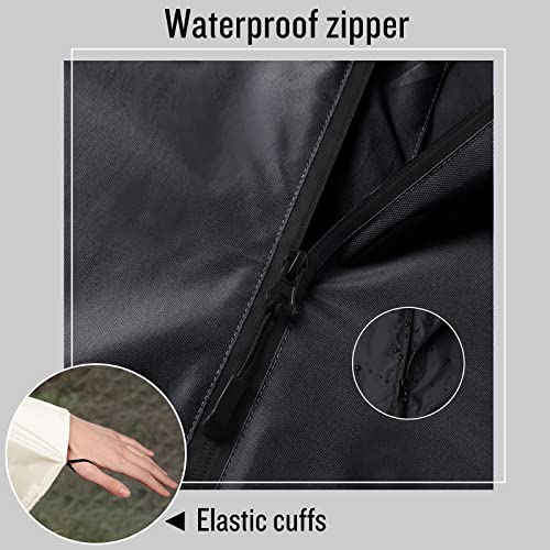 Adult Rain Poncho Waterproof Hooded Zipper Raincoat with Pockets (One Size / A-black-white)