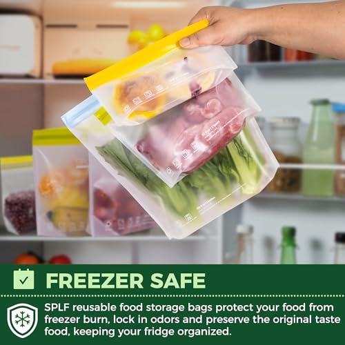 8 Pack Stand Up Reusable Half Gallon Freezer Bags Dishwasher Safe (8 Pack Half Gallon Bags)