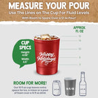 16 oz. Reusable Party Cups (Happy Holidays Red / 12 Count)