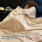 Fleece Blanket Twin Size 66"x90" (Beige / Twin(66" X 90"))