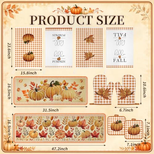 10 Pcs Fall Thanksgiving Pumpkin Kitchen Decor Set (Yellow / Autumn Pumpkin)