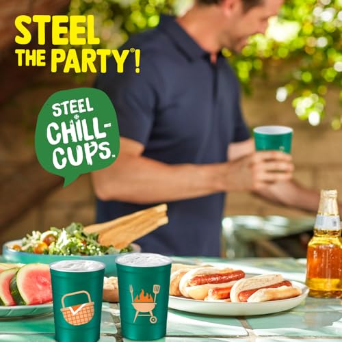 16 oz. Reusable Party Cups (BBQ Picnic Green / 12 Count)