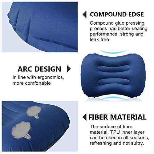 Ultralight Inflatable Camping Pillows (1 Pack Navy Blue / 1 Count (Pack of 1))