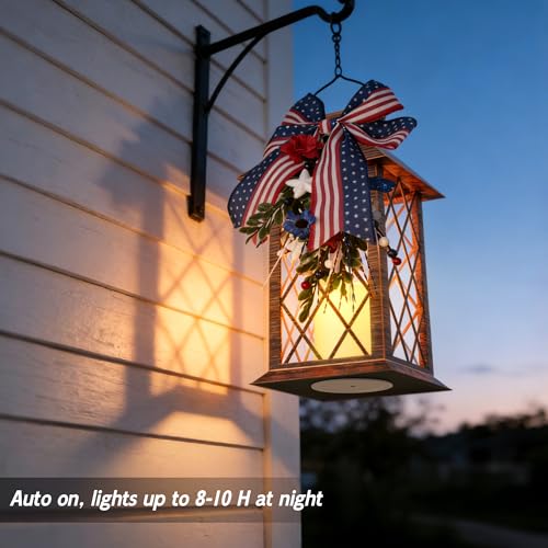 4th of July Solar Lanterns Outdoor Waterproof (Patriotic 1 Pack)