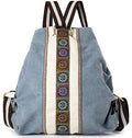 Women Canvas Backpack Daypack Casual Shoulder Bag (Blue Grey)