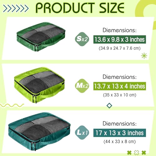 Packing Cubes for Suitcase Large Organizer Bags (Green / Mixed)