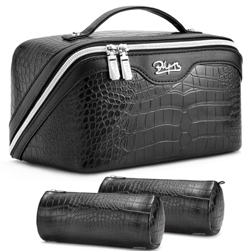 Travel Makeup Bag Cosmetic Bags for Women (E-1-Black)