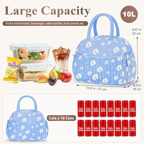Lunch Box for Women (B-Blue Daisy / Medium - 10L)