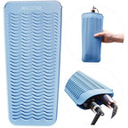 Heat Resistant Silicone Mat Pad Pouch For Travel Curling Iron Wand (Blue)