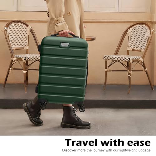 Luggage Set 3 Piece Lightweight Durable Hardshell (Dark Green)