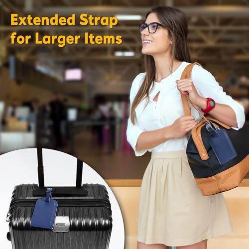 3 Pack Luggage Tags for Suitcases (Navy Blue)
